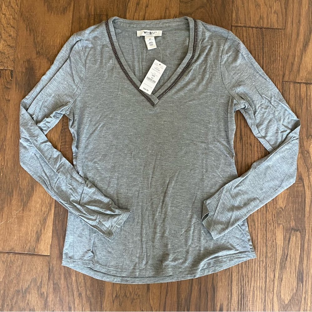 🔲 White House Black Market Grey V-neck Top